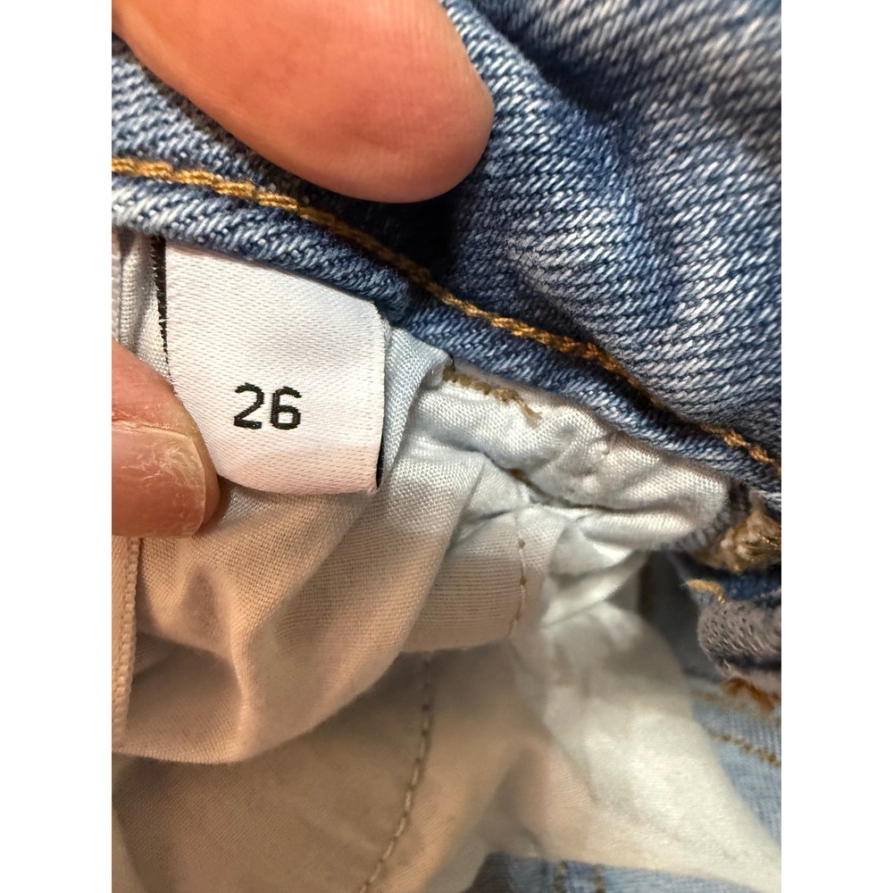 Vervet Blue Distressed High Rise Raw Hem Cropped Straight Jeans 26 - Picture 8 of 10